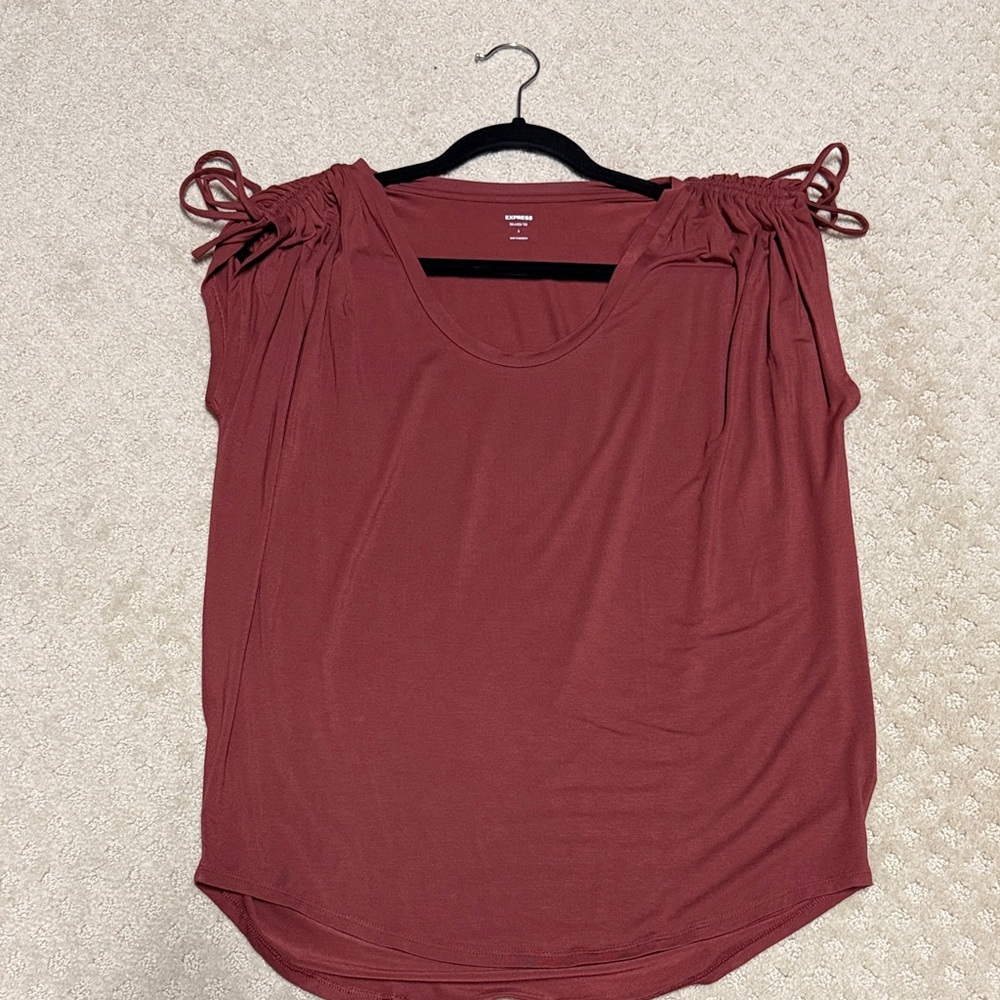 Express Terracotta Tie Shoulder Blouse